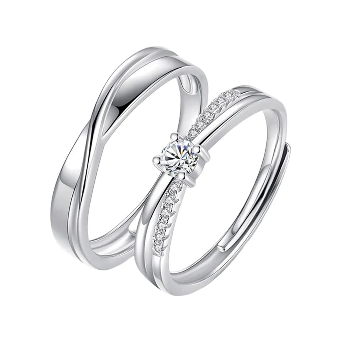 GENERICO - Anillos pareja infinito ajustables amor ilusión plata 925