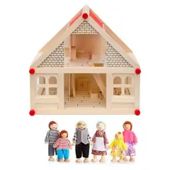 GENERICO - Casa Didactica Madera + Familia Muñecos