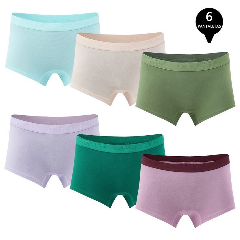 GIOVACCHINO - Pack de 6 Calzones Boxer Pantaleta bambú Mujer.