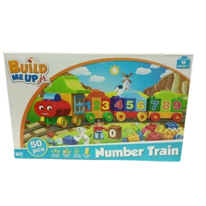 GENERICO - Caja juego bloqueo tren con numeros 50 piezas
