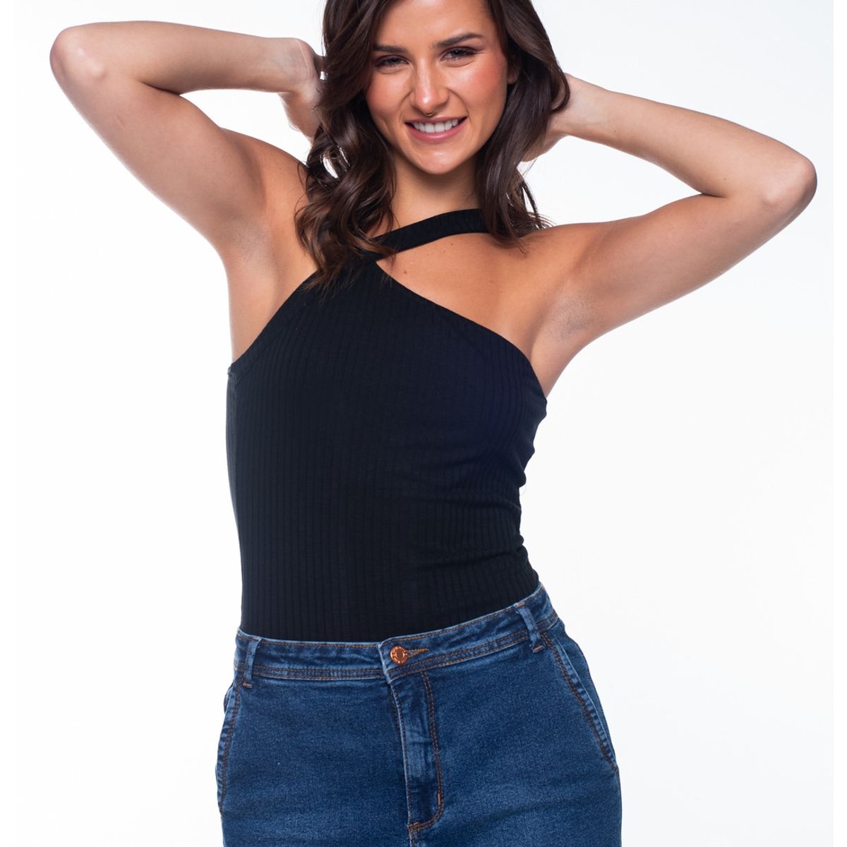 EFESIS - Body Ange Escote Asimétrico Negro Efesis