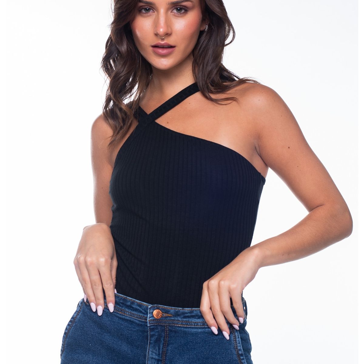 EFESIS - Body Ange Escote Asimétrico Negro Efesis