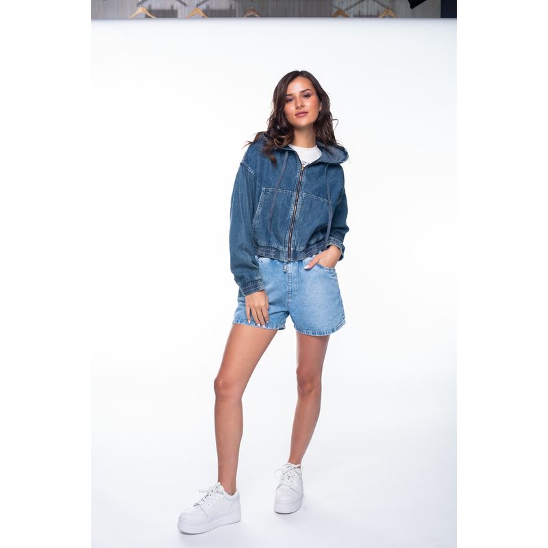 EFESIS - Chaqueta Arlet Bomber Tipo Hoodie Azul Efesis