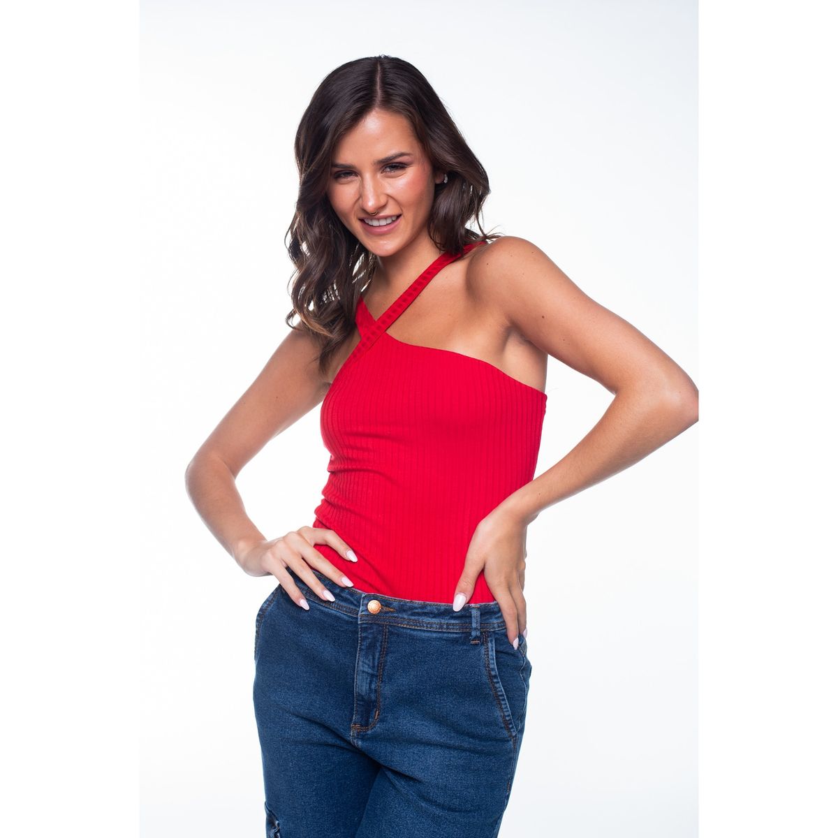 EFESIS - Body Ange Escote Asimétrico Rojo Efesis