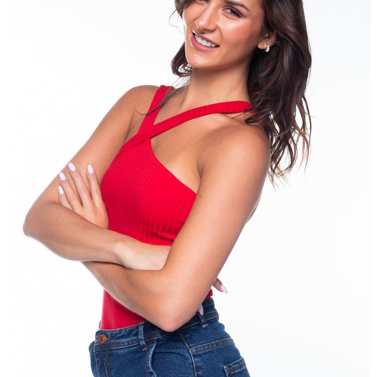 EFESIS - Body Ange Escote Asimétrico Rojo Efesis