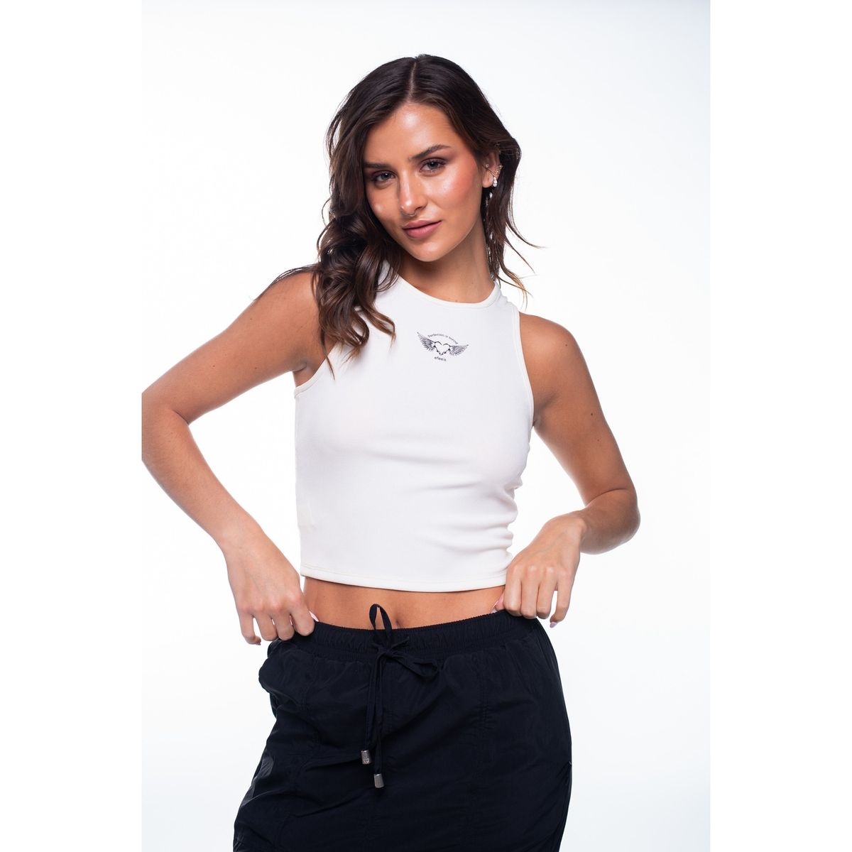 EFESIS - Polera Cora Crop Abertura Espalda Blanco Efesis