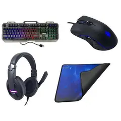GENERICO - Kit gamer mouse,teclado,audífono y pad gaming combo GAMINGBEE T190