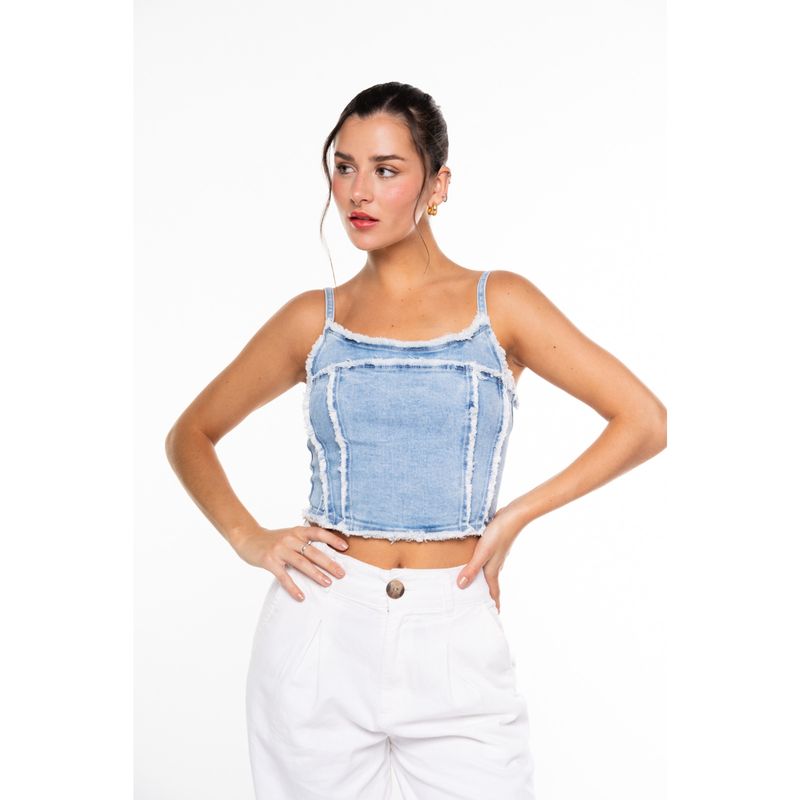 EFESIS - Corset Kigali Regular Cortes y Desflecado Azul Efesis