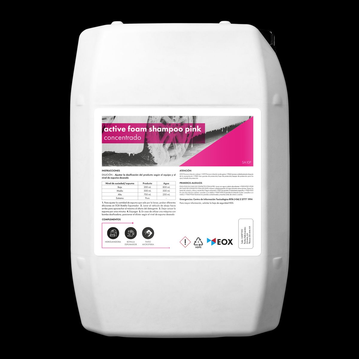 GENERICO - Shampoo Automotriz Snow Active Foam Color Pink Rosa Eox 22 L