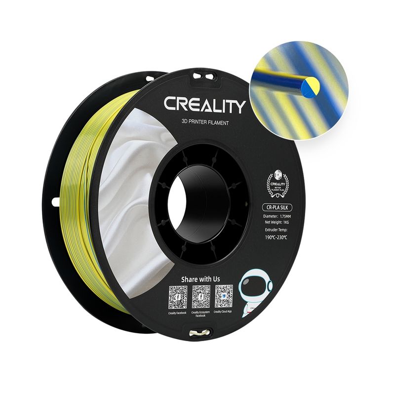 CREALITY - Filamento CR-Silk 1,75mm 1kg Azul-Amarillo