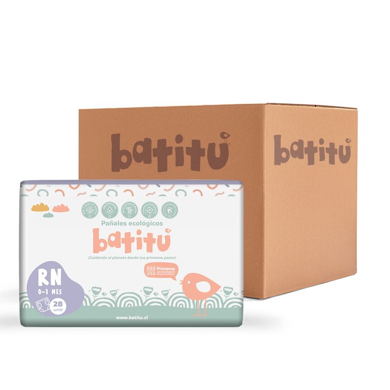 BATITU - Caja de Pañales Ecologicos Premium de Bambú Talla RN (112un)