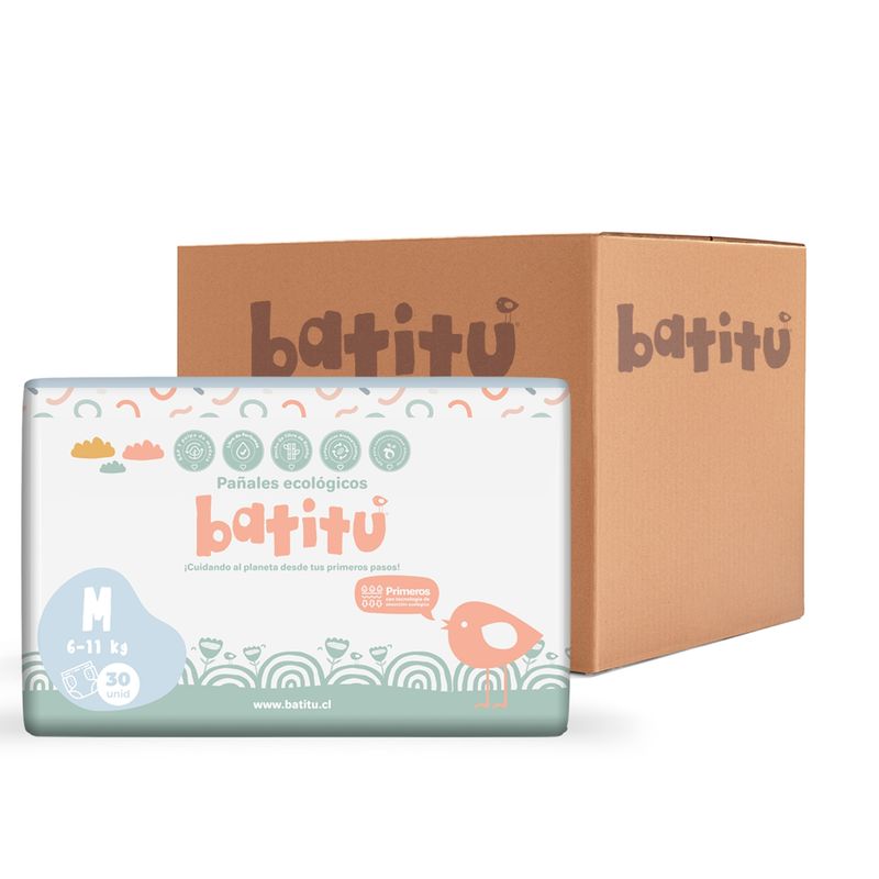 BATITU - Caja de Pañales Ecologicos Premium de Bambú Talla M (120un)