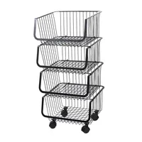 Organizador multiusos con ruedas de 4 canastos negro