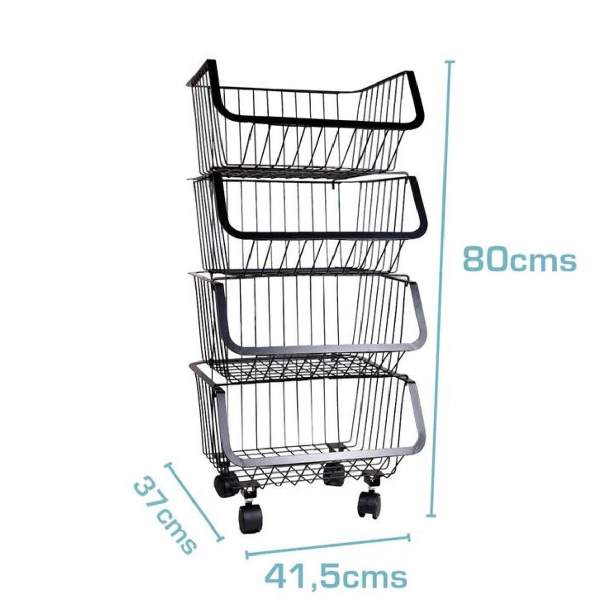 SOHOGAR - Organizador multiusos con ruedas de 4 canastos negro