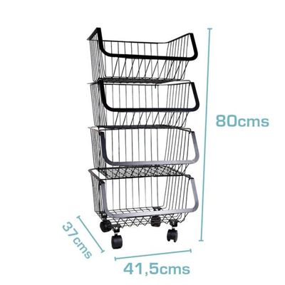 Imagen 2 del producto Organizador multiusos con ruedas de 4 canastos negro