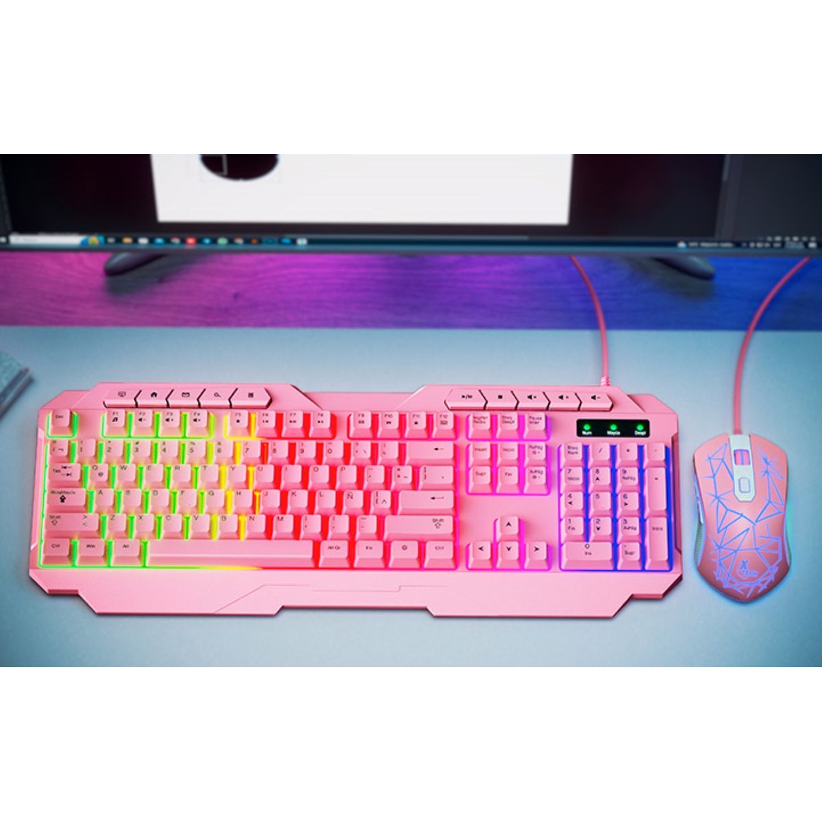 XTECH - Kit Teclado Mouse Xtech Mirana XTK-540S Led USB Rosa XTECH