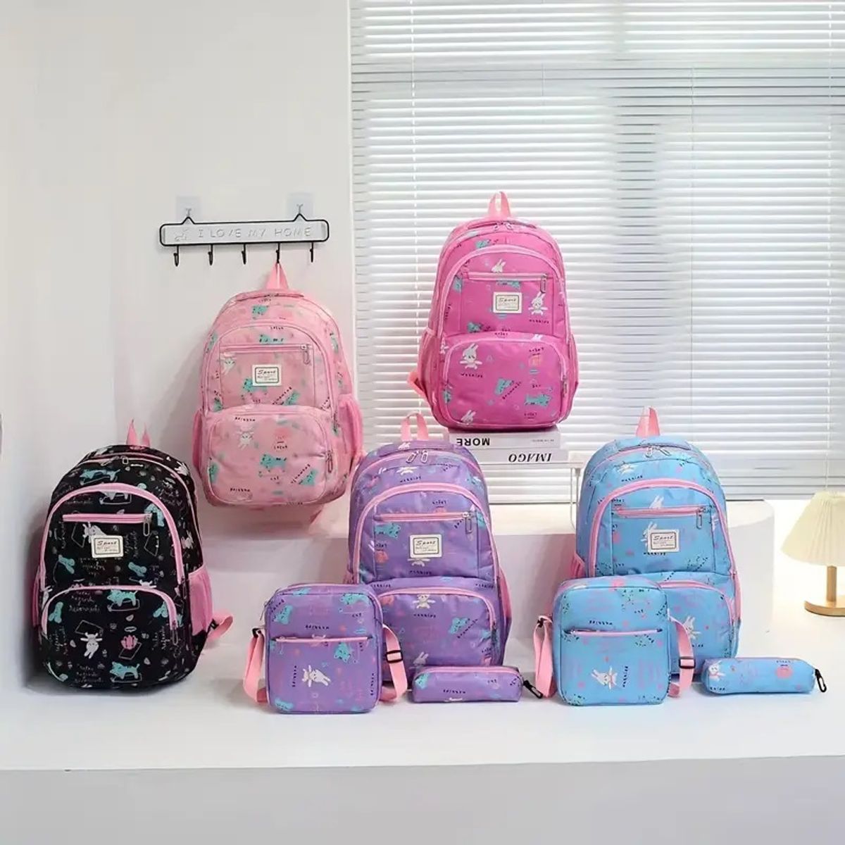 GENERICO - Set Mochila - Lonchera - Estuche Para Niñas Gatito Rosa