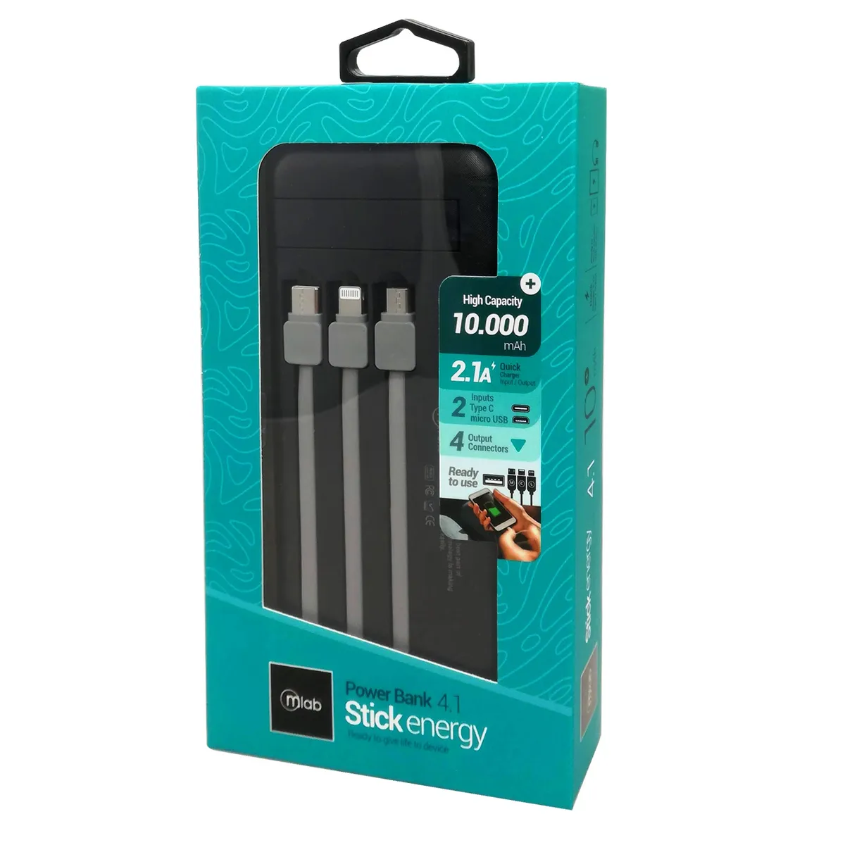 MLAB - Power Bank Mlab 4 Conectores 10.000Mah Con Pantalla Led Carga Rapida