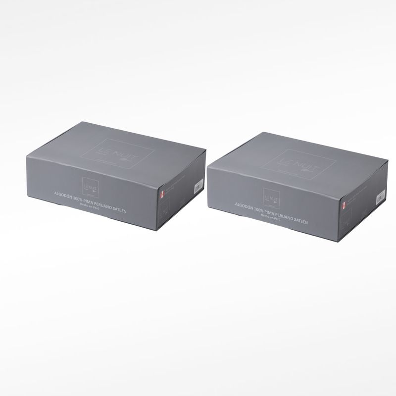 LE NUIT - 2 Set Sábanas King 600 Hilos Algodón Pima Peruano Sateen Liso Blanco