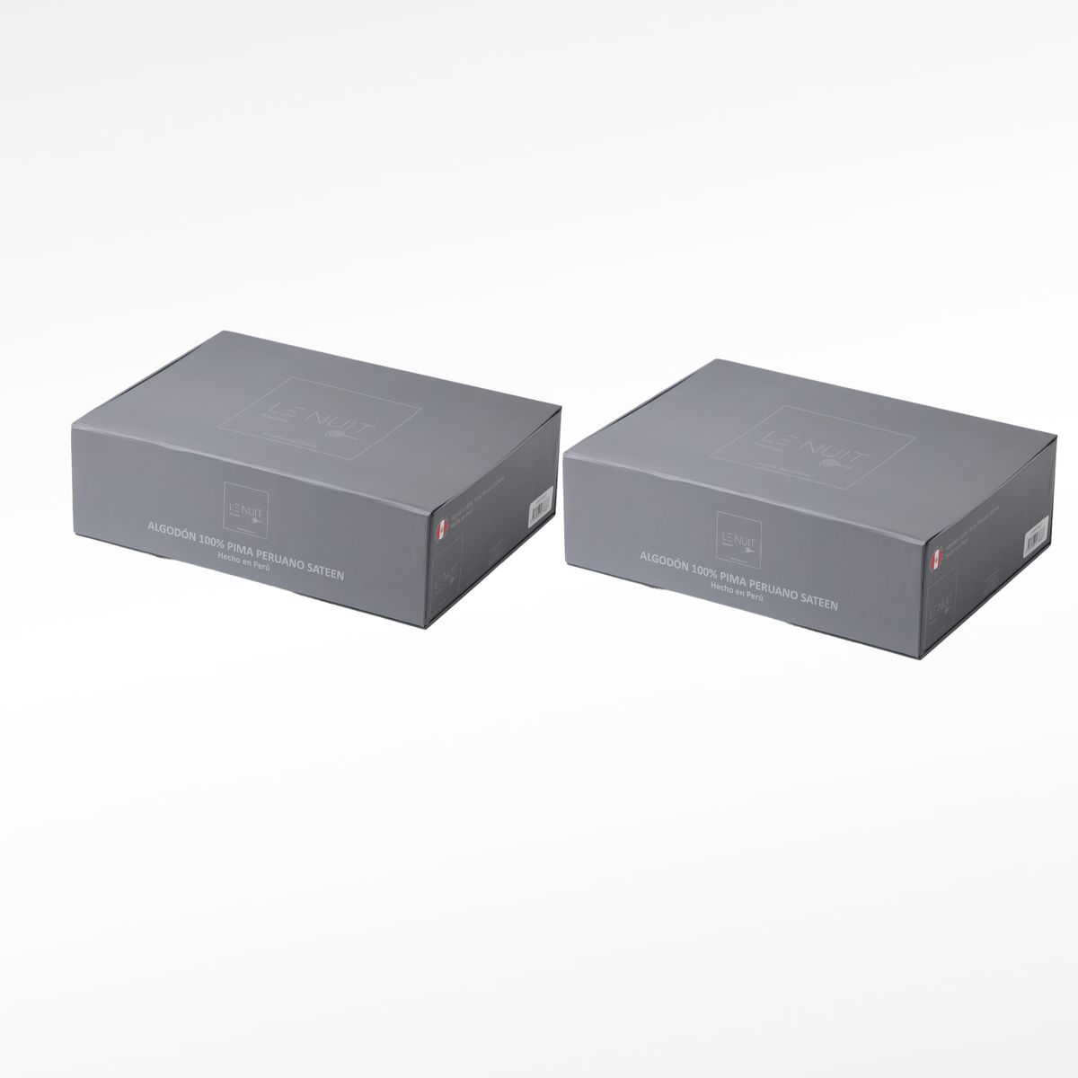 LE NUIT - 2 Sábanas 600 Hilos Algodón Pima Peruano Sateen Liso Blanco 2 Pl