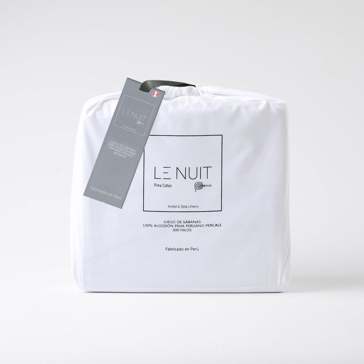 LE NUIT - Sábanas King 300 Hilos Algodón Pima Peruano Percale Liso Bco