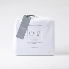 LE NUIT - Set Sábanas King 300 Hilos Algodón Pima Peruano Percale Liso Bco