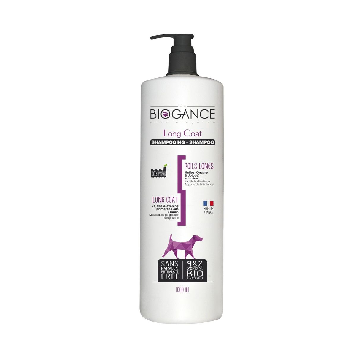 BIOGANCE - Shampoo Long Coat (Pelajes Largos) 1 Litro, Biogance.