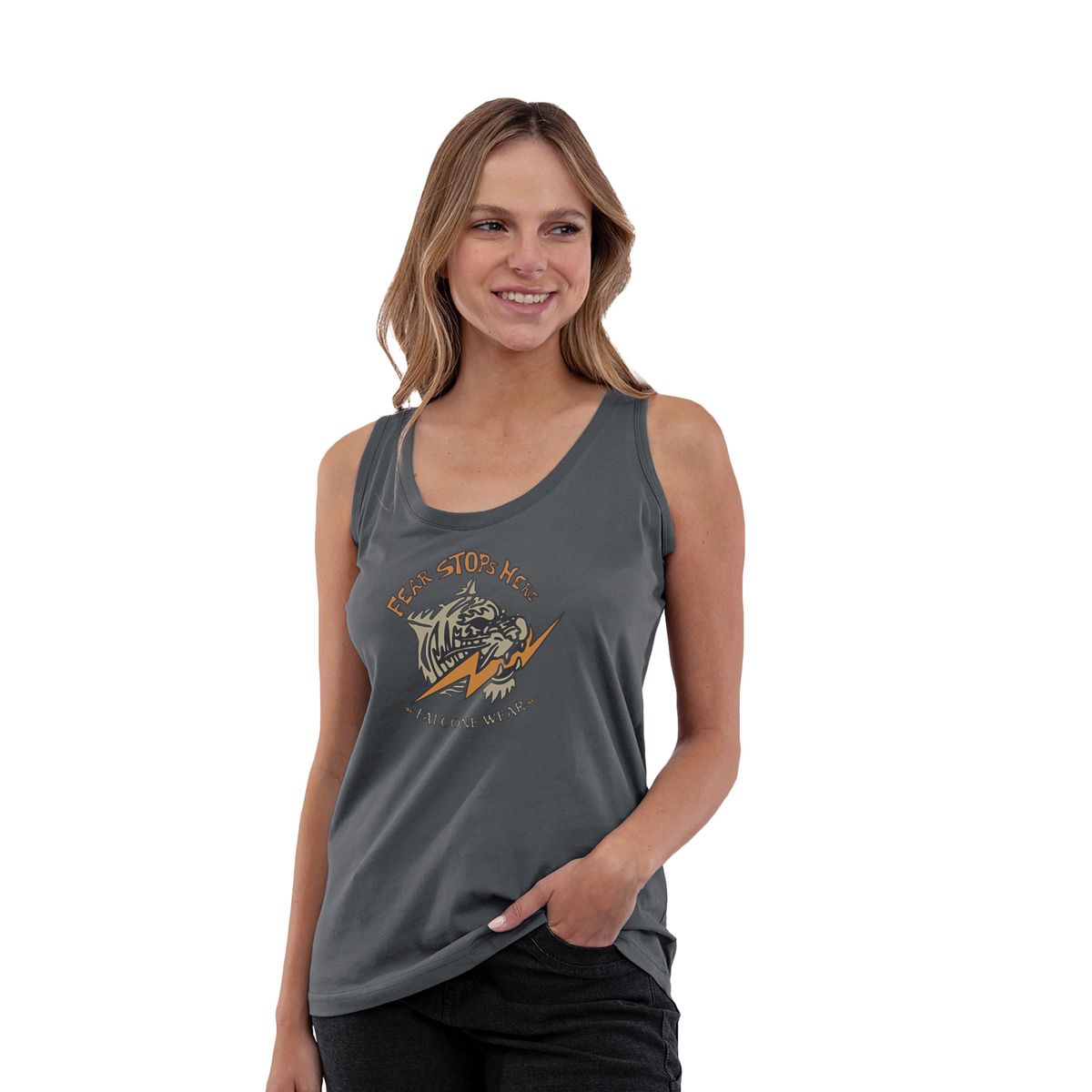 FALCONE - Polera Orgánica Sin Mangas Tiger Ray Falcone