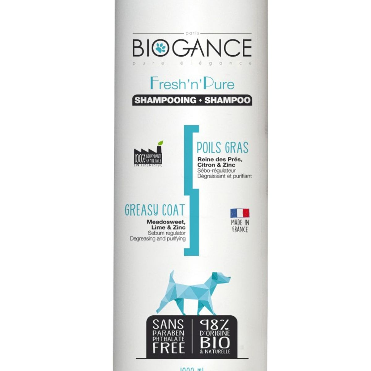 BIOGANCE - Shampoo Fresh'n'pure (Pelaje Graso) 1 Litro, Biogance.
