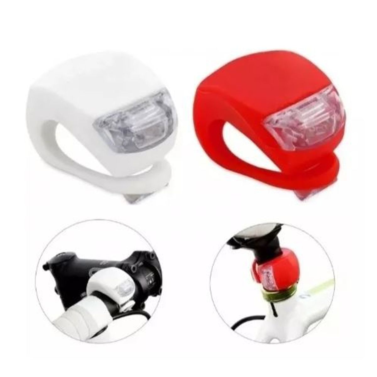 GENERICO - Juego 2 Luces Led Bicicicleta Silicona / Rojo Y Blanco