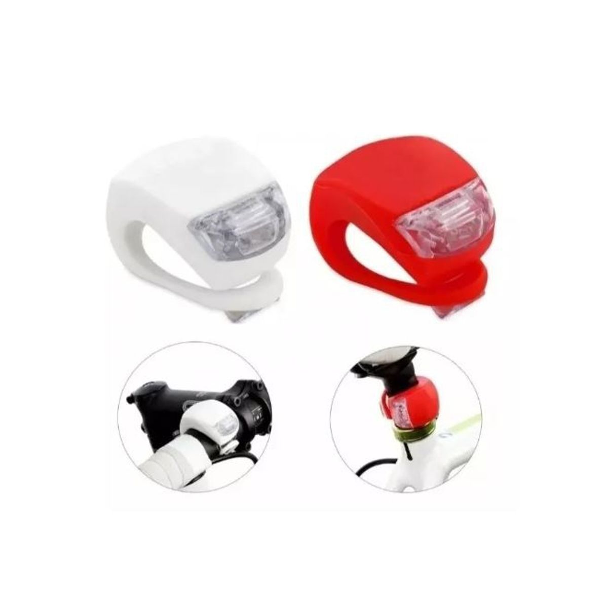 GENERICO - Juego 2 Luces Led Bicicicleta Silicona / Rojo Y Blanco