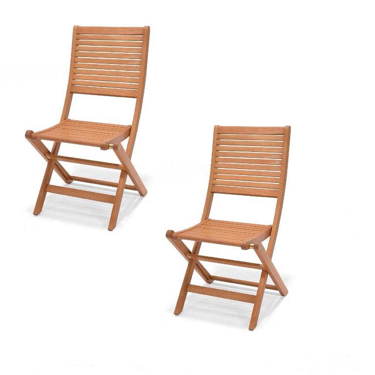 Juego De 2 Sillas Exterior Madera Kingsbury - Marron claro