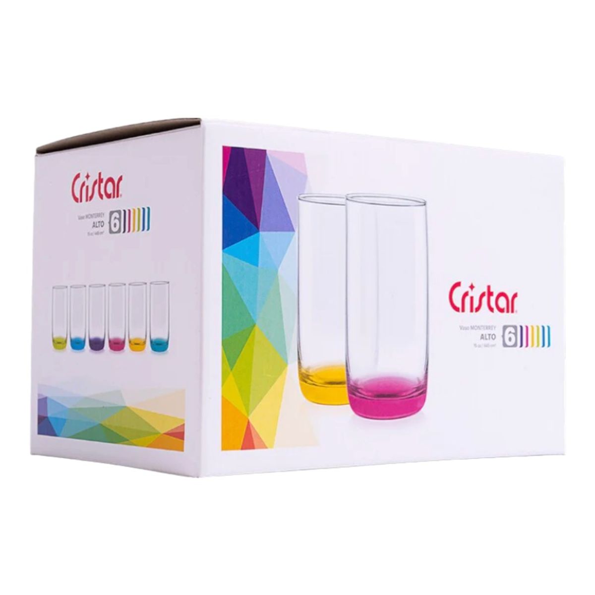 CRISTAR - Display 6 Vasos Altos Monterrey Fondo Color 445 Cc