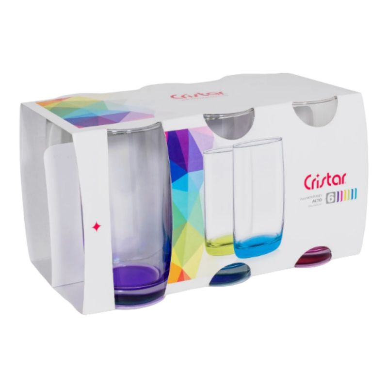 CRISTAR - Set 6 Vasos Altos Monterrey Fondo Color 445 Cc