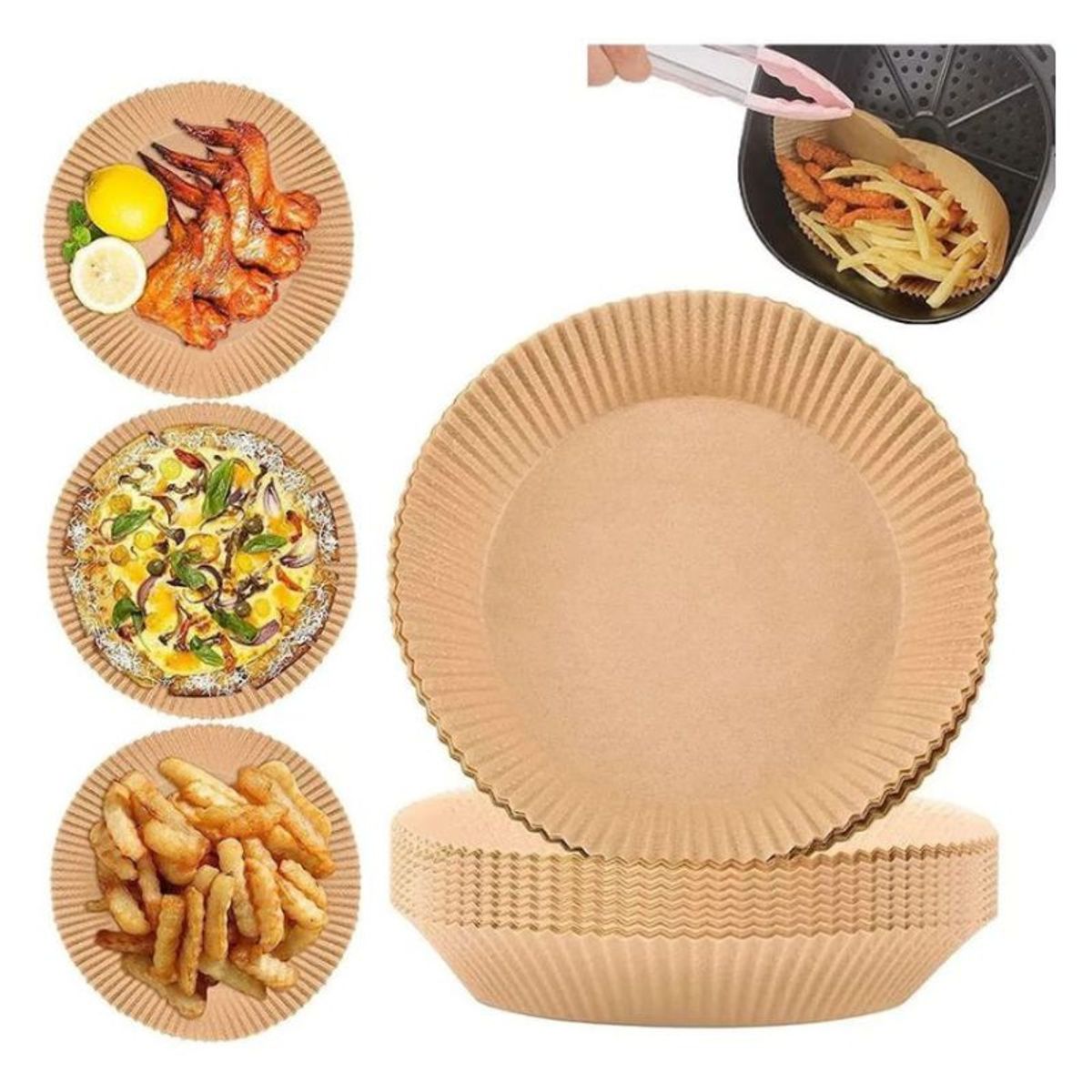 GENERICO - Papel para Freidora De Aire Desechable Antiadherente Redondo 10 und