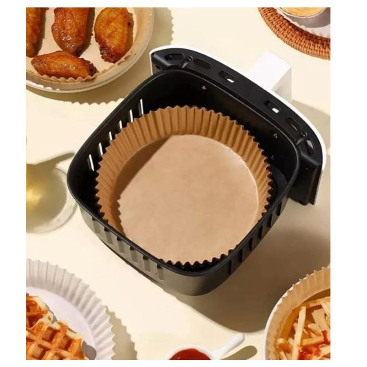 GENERICO - Papel para Freidora De Aire Desechable Antiadherente Redondo 10 und