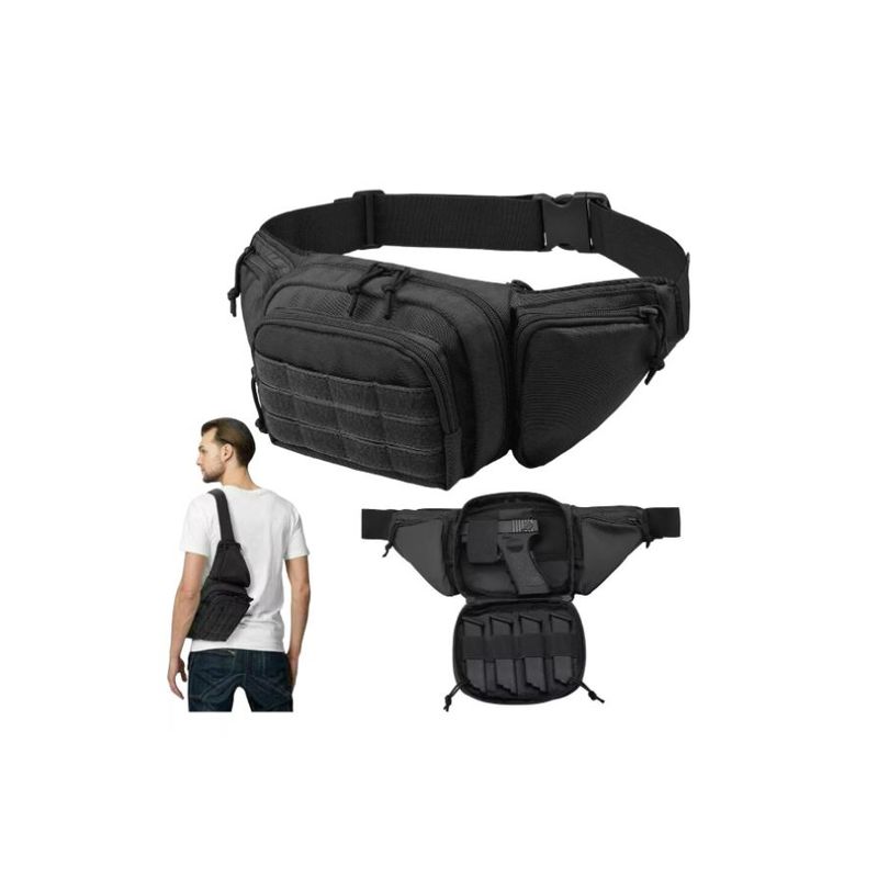 GENERICO - Banano Tactico Militar Riñonera Porta Arma Banano Bandolero Negro