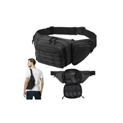 GENERICO - Banano Tactico Militar Riñonera Porta Arma Banano Bandolero Negro