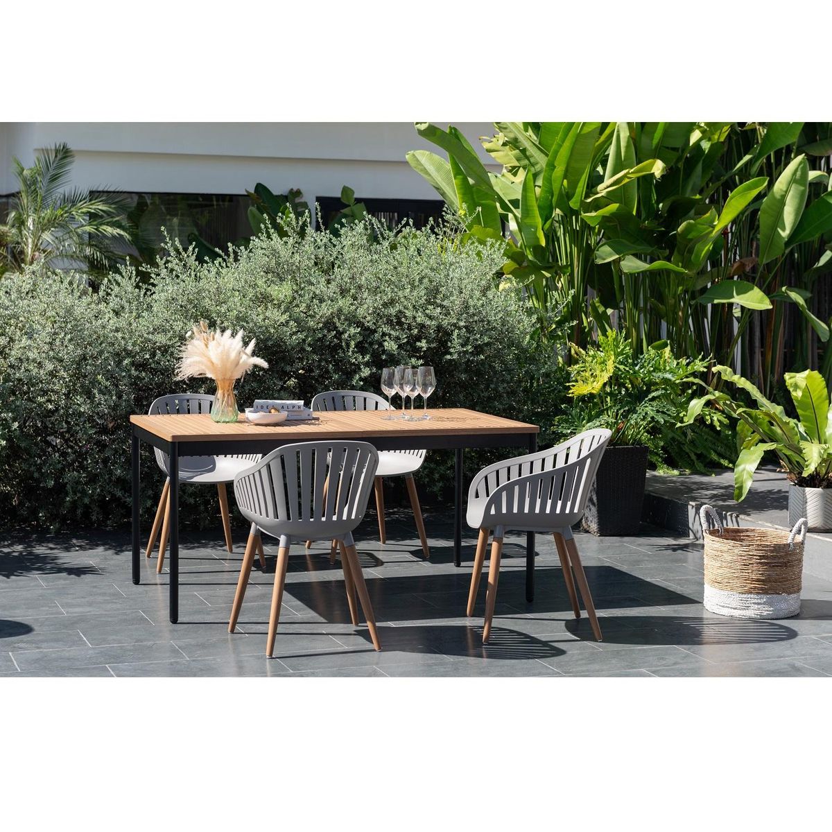 MIDTOWN - Juego De Terraza Cannes 160x90cm con 4 Sillas