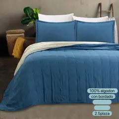 GENERICO - Cubrecama Quilt de algodón King 250 x 270 cm -azul