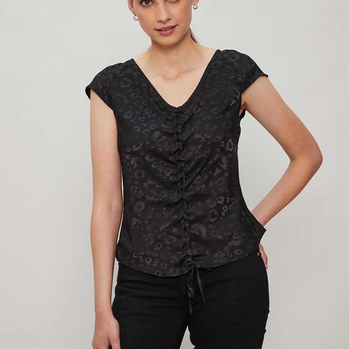 ASH - Blusa Manga Corta Negro Mujer Ash