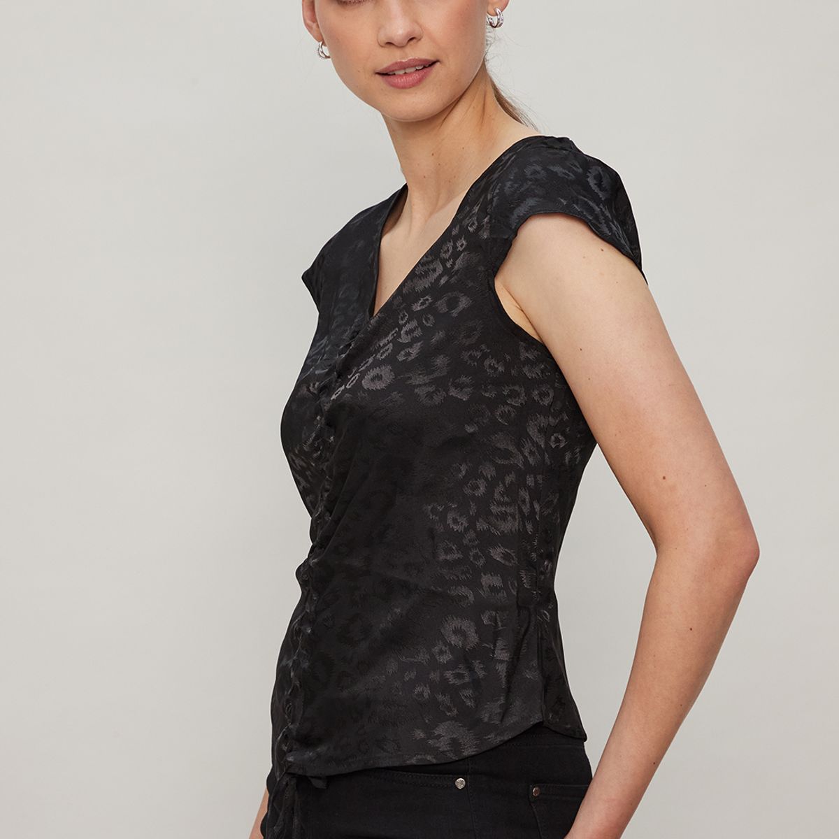 ASH - Blusa Manga Corta Negro Mujer Ash