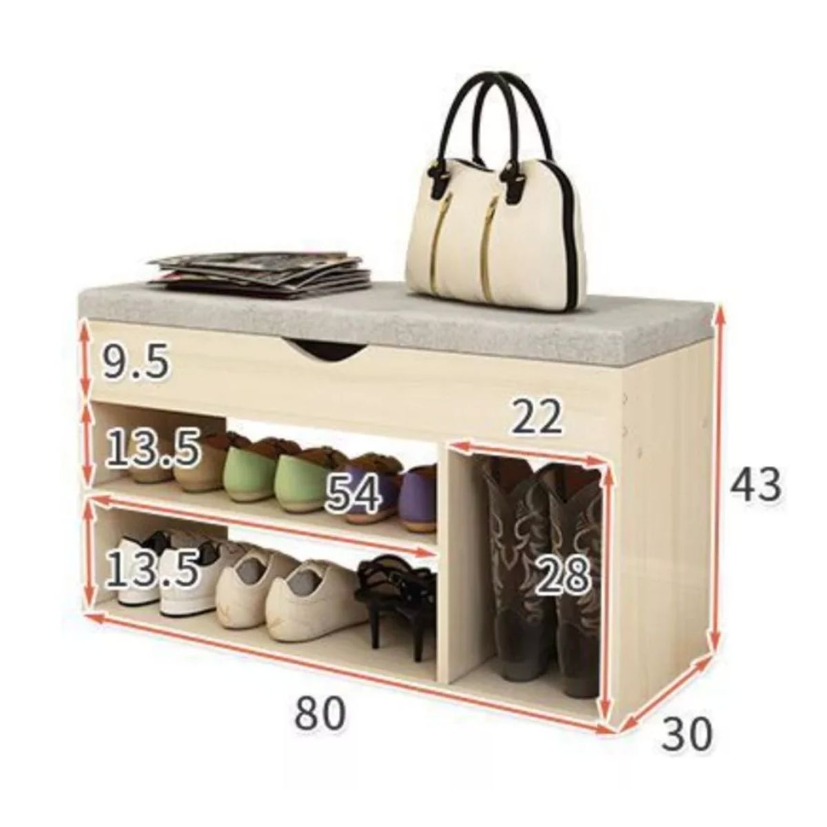 HOMER DESIGN - Zapatero Organizador Zapatos Banca Probador De Zapato Bota con cajon