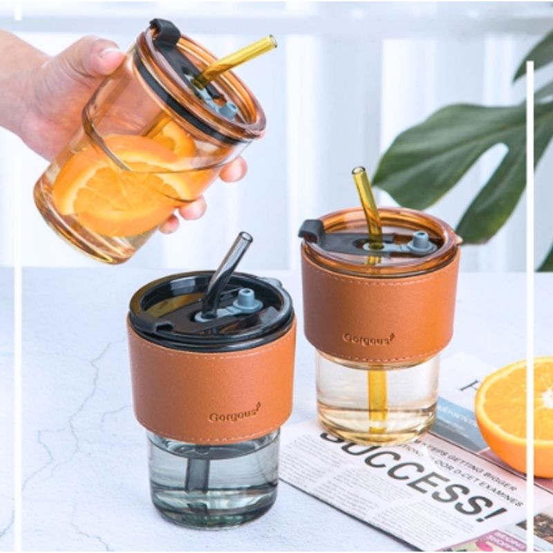 GENERICO - Vaso De Vidrio Con Funda 400ml  Hermetico
