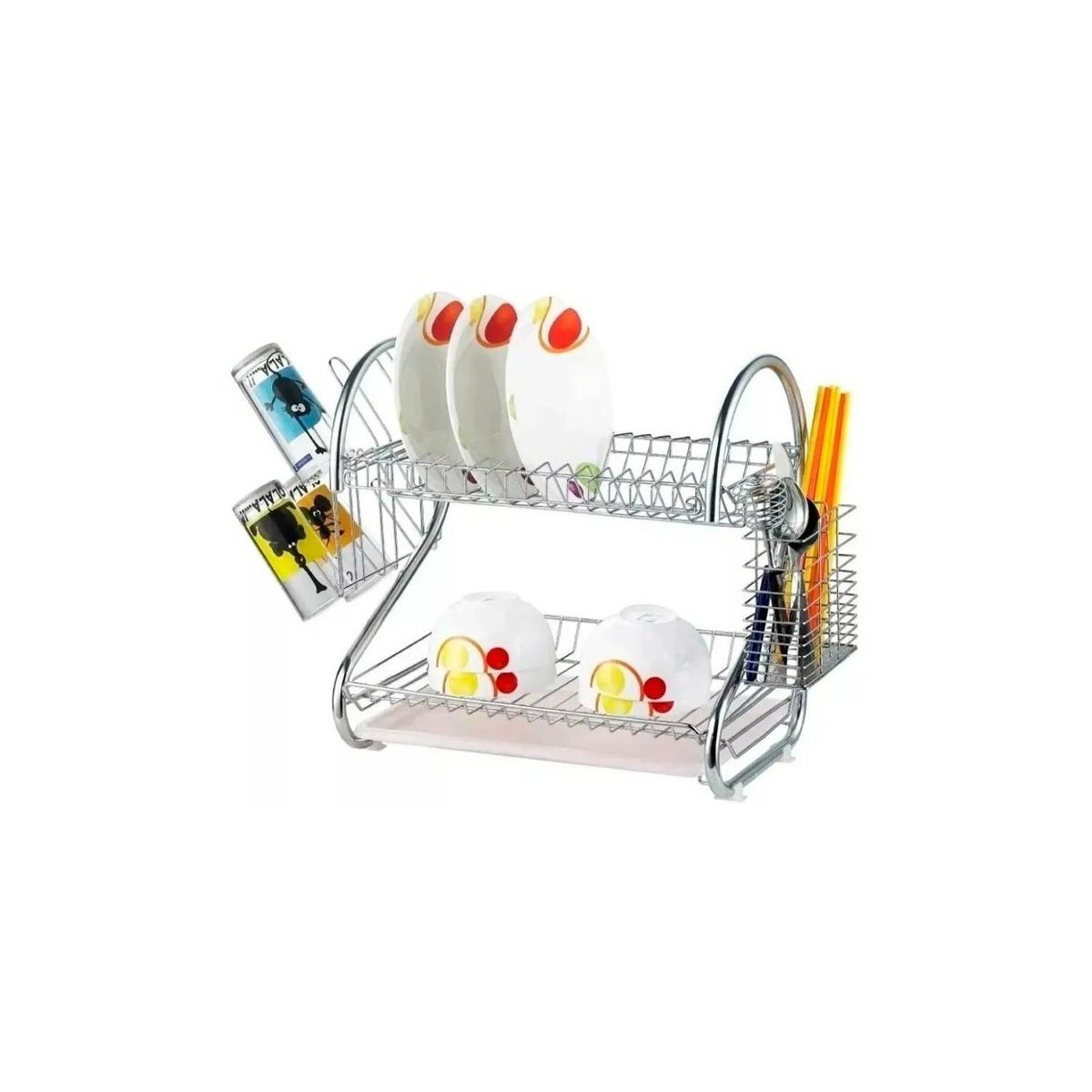 GENERICO - Secador Escurridor De Loza Platos Inoxidable Grande Gris