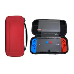 GENERICO - KIT NINTENDO SWITCH OLED FUNDA PROTECTOR LÁMINA DE VIDRIO 8 EN 1 ROJO