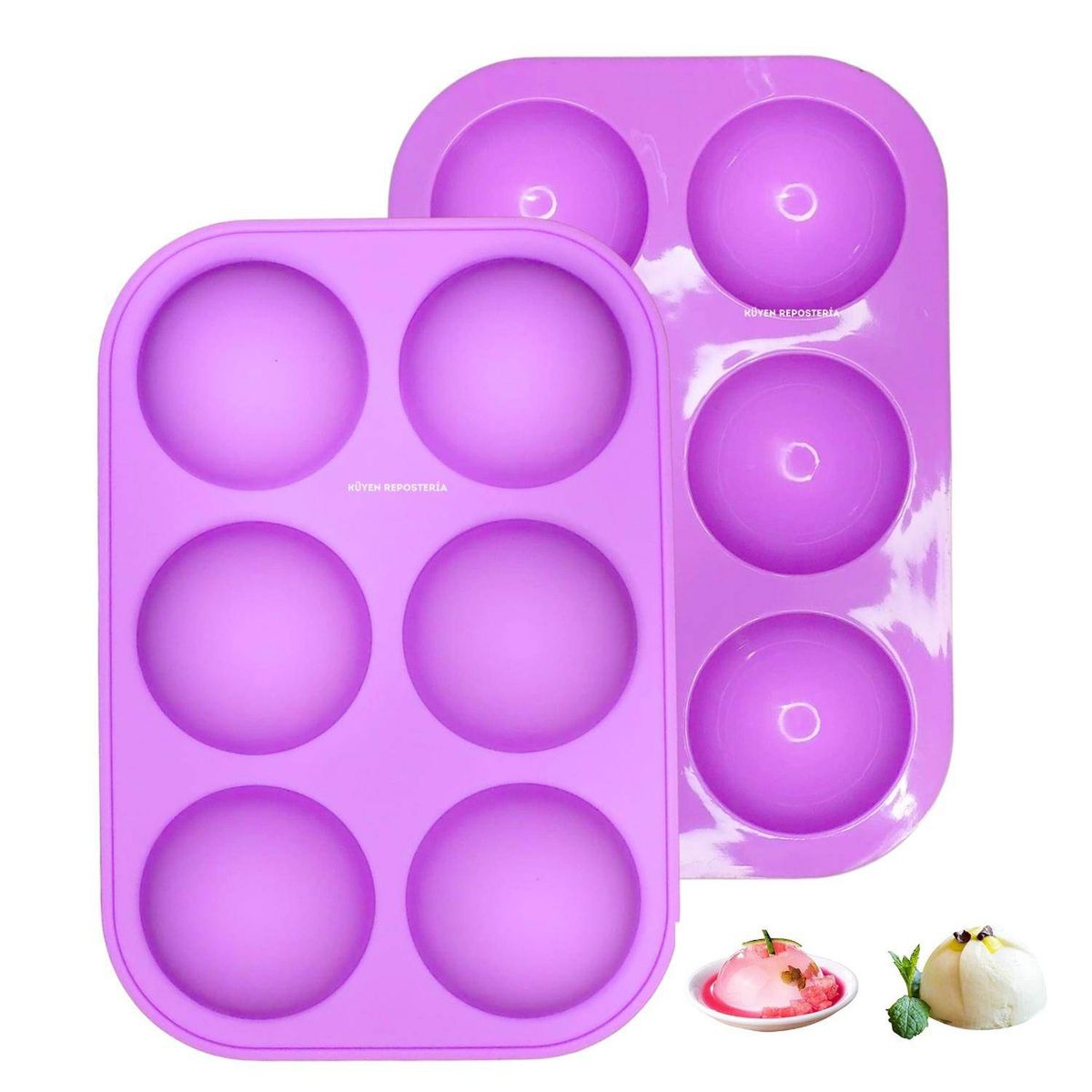 GENERICO - Molde Silicona Media Esfera 6 Cavidades