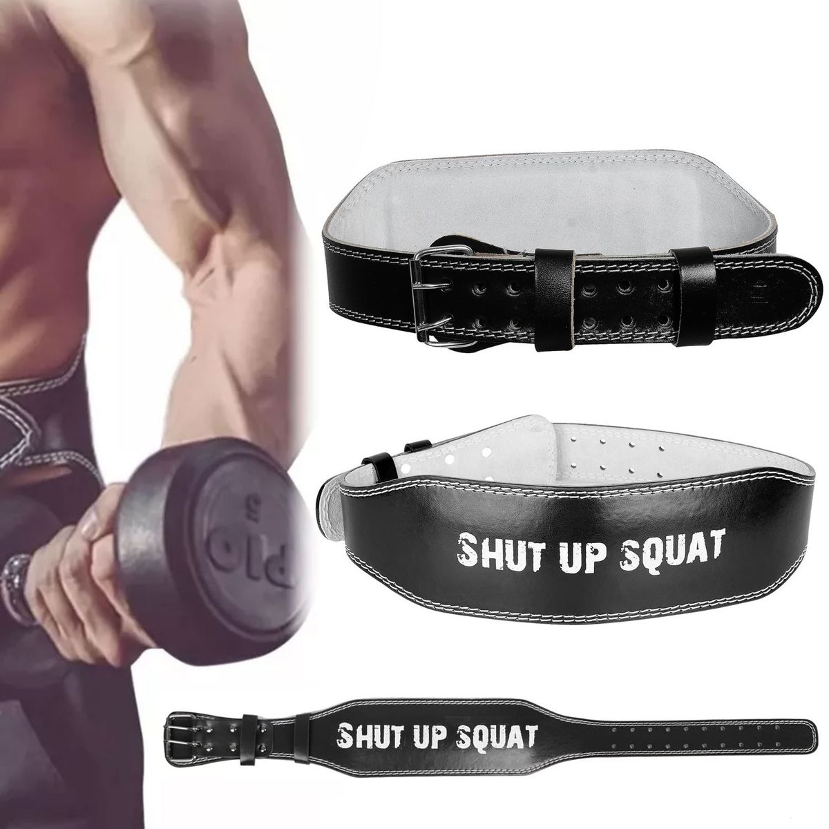 EVERSO - Cinturón De Pesas Cuero Entrenamiento Gym Crossfit Talla M