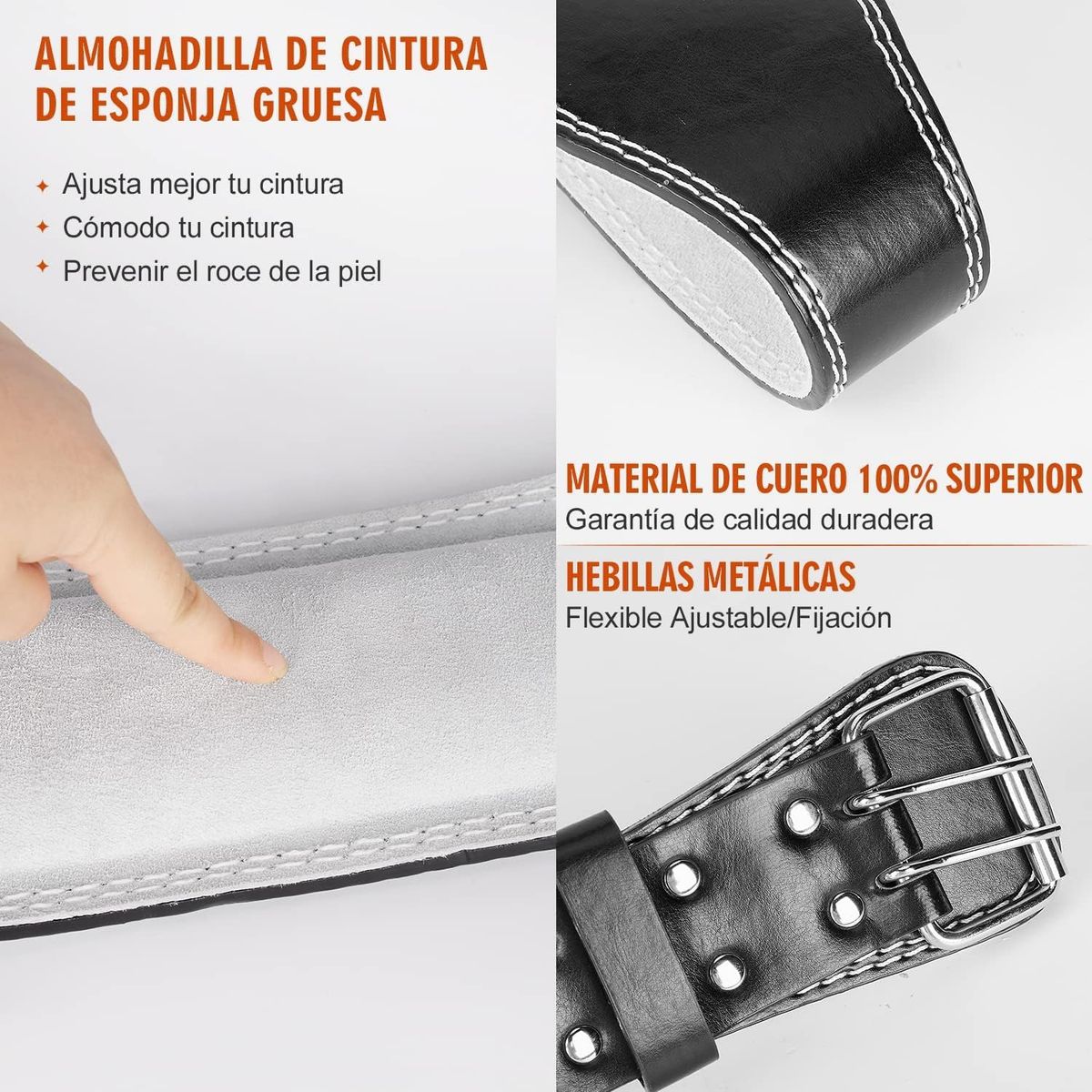 EVERSO - Cinturón De Pesas Cuero Entrenamiento Gym Crossfit Talla M