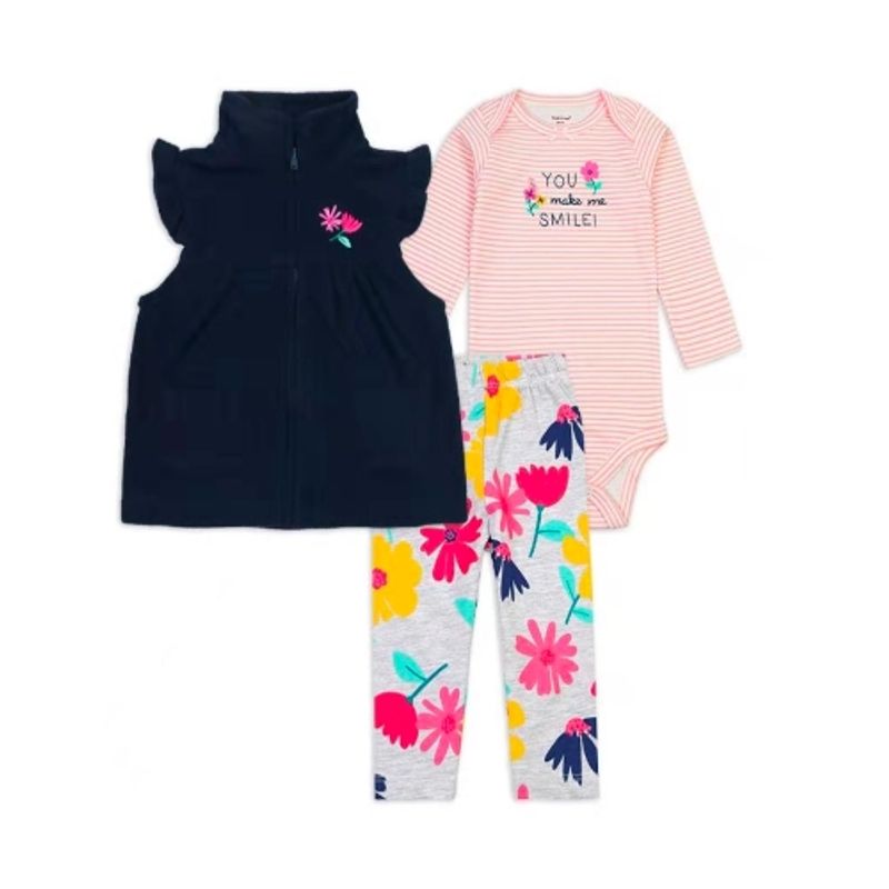 TEDMIMAK - Traje 3 piezas con polar microfibra niña de 12 a 18 meses
